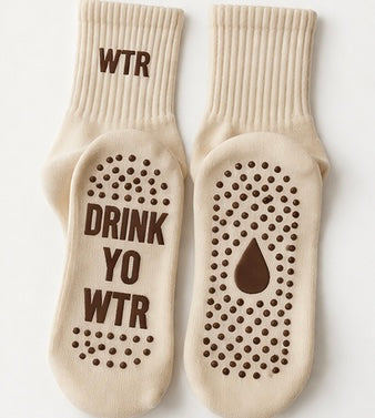 Cream Pilates Grip Socks